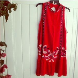 🆕 Xhilaration Love/Liberty Embroidered Red Dress